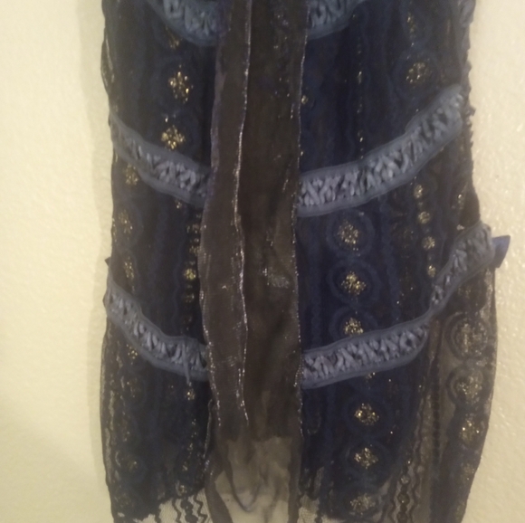 Chic Black and Blue Lace Chemise One Size - Picture 5 of 6